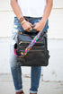 Textured Crochet Strap Smooth Vegan Leather Everyday Backpack