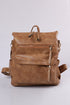 Textured Crochet Strap Smooth Vegan Leather Everyday Backpack