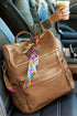Textured Crochet Strap Smooth Vegan Leather Everyday Backpack