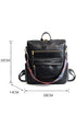 Textured Crochet Strap Smooth Vegan Leather Everyday Backpack
