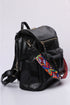 Textured Crochet Strap Smooth Vegan Leather Everyday Backpack