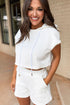 Textured Cropped Hoodie and Shorts Set