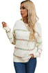 Textured Cross Stitch Detail Crew Neck Pullover Sweater