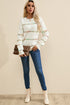 Textured Cross Stitch Detail Crew Neck Pullover Sweater