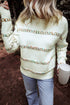 Textured Cross Stitch Detail Crew Neck Pullover Sweater