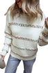 Textured Cross Stitch Detail Crew Neck Pullover Sweater