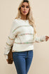 Textured Cross Stitch Detail Crew Neck Pullover Sweater