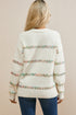 Textured Cross Stitch Detail Crew Neck Pullover Sweater