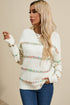 Textured Cross Stitch Detail Crew Neck Pullover Sweater