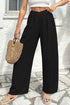 Textured Crossover Waist Relaxed Fit Flowy Pants