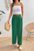 Textured Crossover Waist Relaxed Fit Flowy Pants