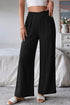 Textured Crossover Waist Relaxed Fit Flowy Pants