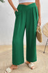 Textured Crossover Waist Relaxed Fit Flowy Pants