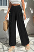 Textured Crossover Waist Relaxed Fit Flowy Pants
