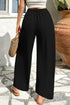 Textured Crossover Waist Relaxed Fit Flowy Pants