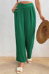 Textured Crossover Waist Relaxed Fit Flowy Pants