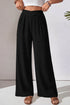 Textured Crossover Waist Relaxed Fit Flowy Pants