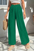 Textured Crossover Waist Relaxed Fit Flowy Pants