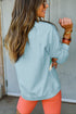 Textured Diagonal Stripe Accent Crew Neck Sweatshirt