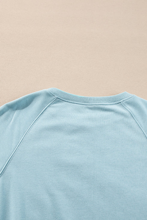 Textured Diagonal Stripe Accent Crew Neck Sweatshirt