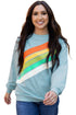 Textured Diagonal Stripe Accent Crew Neck Sweatshirt