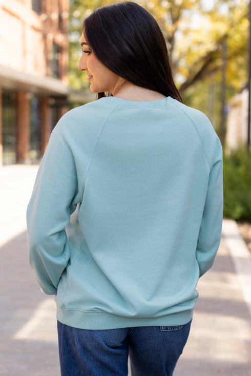 Textured Diagonal Stripe Accent Crew Neck Sweatshirt