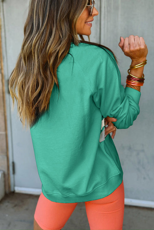 Textured Diagonal Stripe Accent Crew Neck Sweatshirt