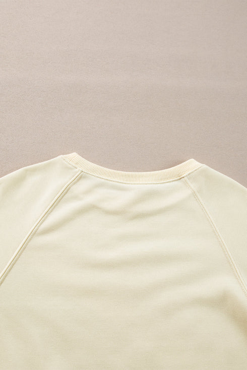 Textured Diagonal Stripe Accent Crew Neck Sweatshirt
