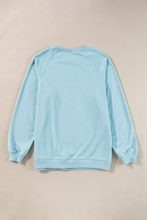 Textured Diagonal Stripe Accent Crew Neck Sweatshirt