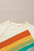 Textured Diagonal Stripe Accent Crew Neck Sweatshirt