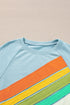 Textured Diagonal Stripe Accent Crew Neck Sweatshirt