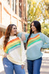 Textured Diagonal Stripe Accent Crew Neck Sweatshirt