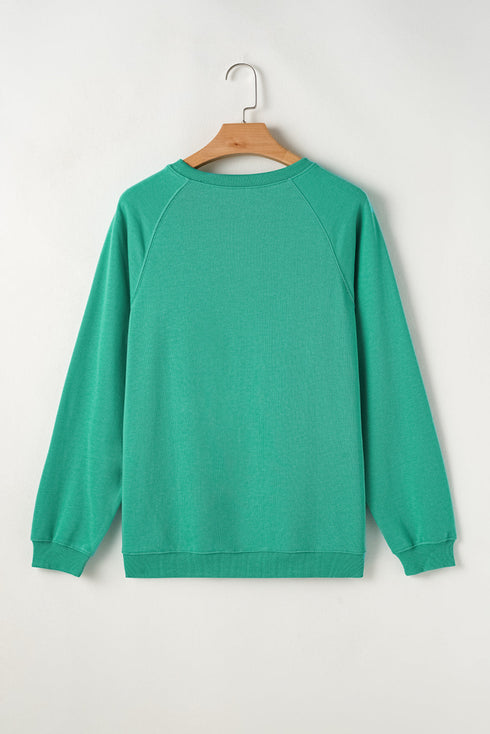 Textured Diagonal Stripe Accent Crew Neck Sweatshirt