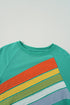 Textured Diagonal Stripe Accent Crew Neck Sweatshirt
