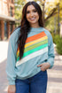 Textured Diagonal Stripe Accent Crew Neck Sweatshirt