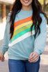 Textured Diagonal Stripe Accent Crew Neck Sweatshirt
