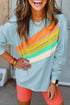 Textured Diagonal Stripe Accent Crew Neck Sweatshirt