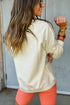 Textured Diagonal Stripe Accent Crew Neck Sweatshirt