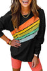 Textured Diagonal Stripe Accent Crew Neck Sweatshirt