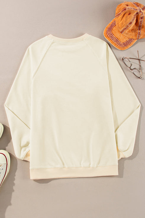 Textured Diagonal Stripe Accent Crew Neck Sweatshirt
