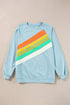 Textured Diagonal Stripe Accent Crew Neck Sweatshirt