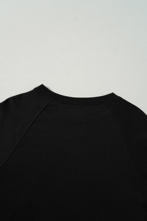 Textured Diagonal Stripe Accent Crew Neck Sweatshirt