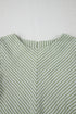 Textured Diagonal Stripe Puff Sleeve Round Neck Casual Blouse Top