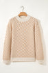 Textured Diamond Lattice Mock Neck Pullover Sweater