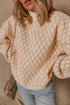 Textured Diamond Lattice Mock Neck Pullover Sweater