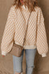Textured Diamond Lattice Mock Neck Pullover Sweater