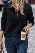 Textured Diamond Quilt Stand Collar Quarter Zip Pullover