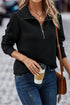 Textured Diamond Quilt Stand Collar Quarter Zip Pullover