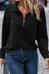 Textured Diamond Quilt Stand Collar Quarter Zip Pullover
