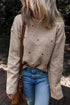 Textured Dotted Knit Drop Shoulder Pullover Sweater
